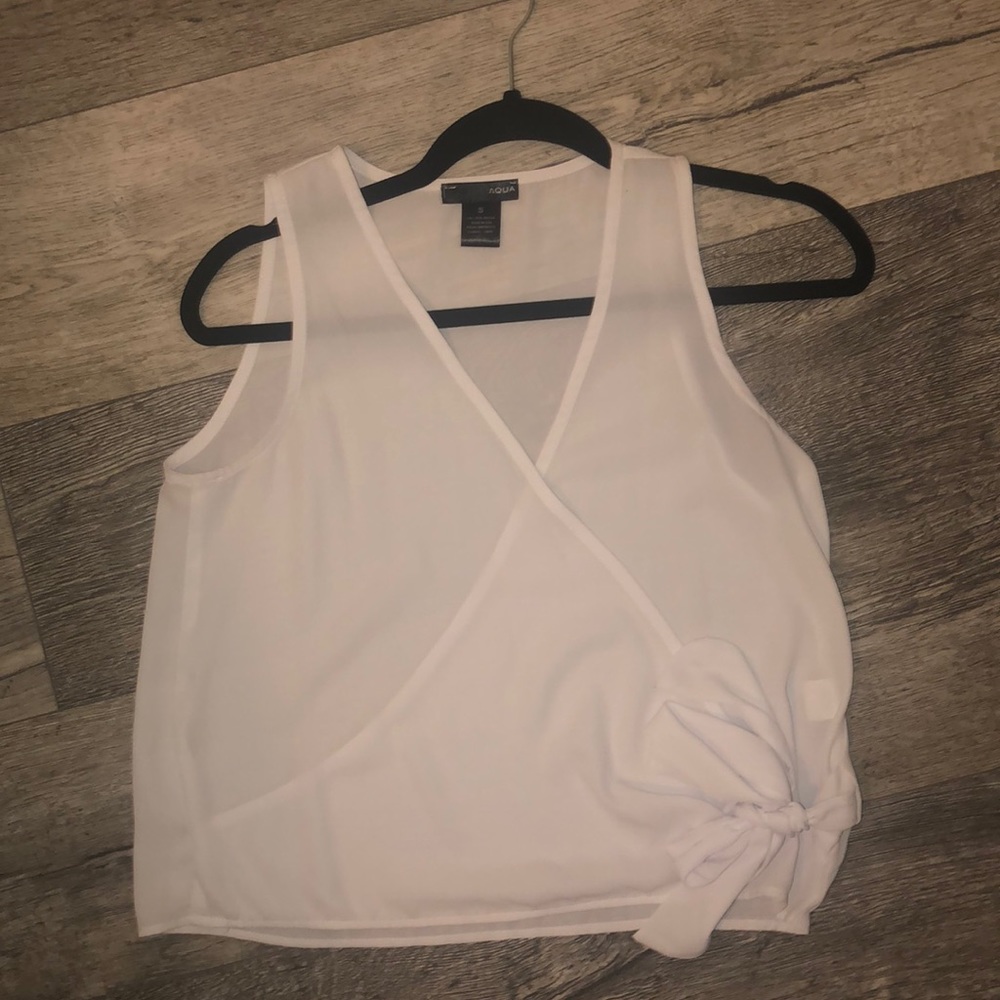 Aqua white tie front top!